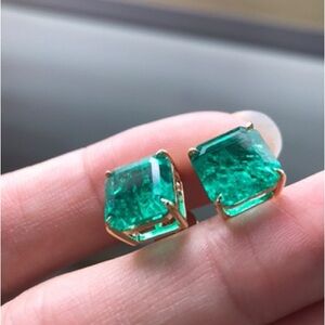 Lab Grown Emerald Earrings